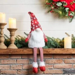 Glitzhome® 28" Fabric Christmas Gnome Shelf Sitter With Dangling Legs -Michaels Store D479445S 4