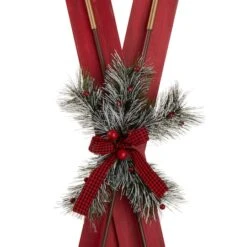 Glitzhome® 35" Red Wooden & Galvanized Ski Porch Décor -Michaels Store D479466S 7