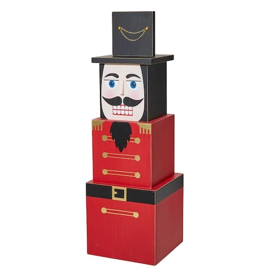 Glitzhome® 36" Wooden Block Nutcracker Porch Décor 2 Glitzhome® 36" Wooden Block Nutcracker Porch Décor - Image 2