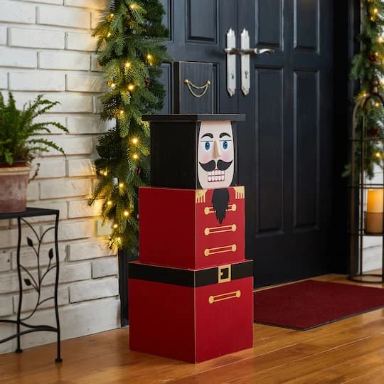 Glitzhome® 36" Wooden Block Nutcracker Porch Décor 4 Glitzhome® 36" Wooden Block Nutcracker Porch Décor - Image 4
