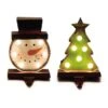 Glitzhome® 7" Marquee LED Snowman Head & Tree Stocking Holder Set
