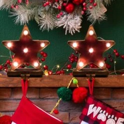 Glitzhome® 7" Marquee LED Star Stocking Holder Set -Michaels Store D479487S 2