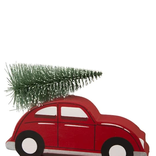 Glitzhome® Wooden & Metal Red Car & Truck Stocking Holder Set 5 Glitzhome® Wooden & Metal Red Car & Truck Stocking Holder Set - Image 5