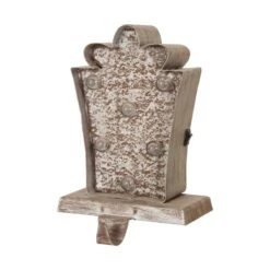 Glitzhome® 8" Marquee LED Gift Box Wooden & Metal Stocking Holder Set -Michaels Store D479490S 5