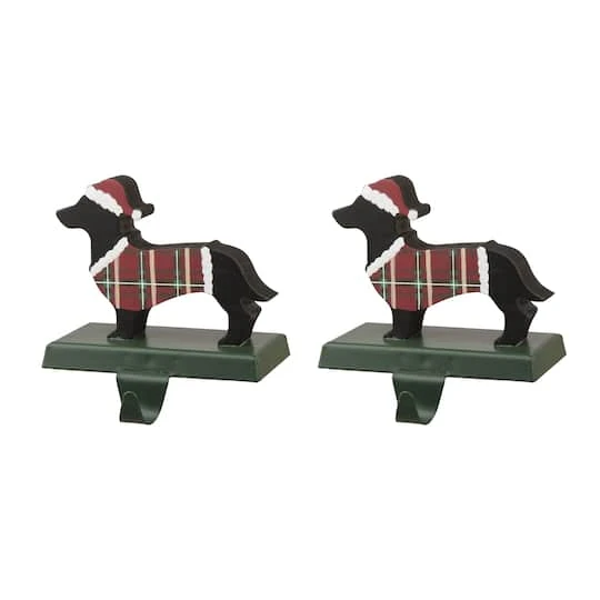 Glitzhome® 6" Wooden & Metal Dachshund Stocking Holder 2 Glitzhome® 6" Wooden & Metal Dachshund Stocking Holder - Image 2