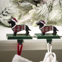 Glitzhome® 6" Wooden & Metal Dachshund Stocking Holder 7 Glitzhome® 6" Wooden & Metal Dachshund Stocking Holder -Michaels Store D479492S 2
