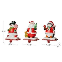 Glitzhome® 7" Santa, Snowman & Penguin Stocking Holder Set -Michaels Store D479500S 5