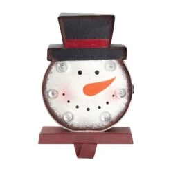 Glitzhome® 7" Marquee LED Snowman Head Stocking Holder Set -Michaels Store D479503S 4