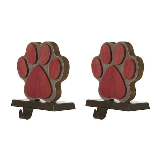 Glitzhome® Paw Print Christmas Stocking Holder Set 1 Glitzhome® Paw Print Christmas Stocking Holder Set