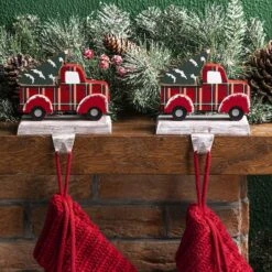 Glitzhome® Red Truck Stocking Holder Set 10 Glitzhome® Red Truck Stocking Holder Set -Michaels Store D479513S 2