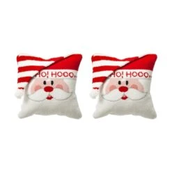 Glitzhome® Hooked 3D Santa Throw Pillow Set