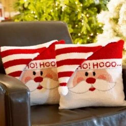 Glitzhome® Hooked 3D Santa Throw Pillow Set 12 Glitzhome® Hooked 3D Santa Throw Pillow Set -Michaels Store D479529S 3