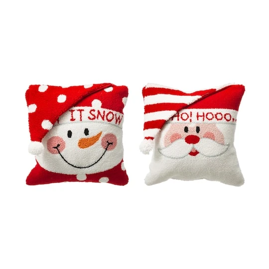 Glitzhome® Hooked 3D Santa & Snowman Throw Pillow Set 1 Glitzhome® Hooked 3D Santa & Snowman Throw Pillow Set