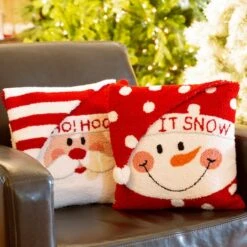 Glitzhome® Hooked 3D Santa & Snowman Throw Pillow Set 12 Glitzhome® Hooked 3D Santa & Snowman Throw Pillow Set -Michaels Store D479533S 3
