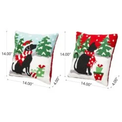 Glitzhome® Hooked Christmas Dog & Cat Throw Pillow Set 13 Glitzhome® Hooked Christmas Dog & Cat Throw Pillow Set -Michaels Store D479539S 4
