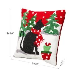 Glitzhome® Hooked Christmas Cat Throw Pillow -Michaels Store D479540S 4
