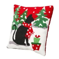 Glitzhome® Hooked Christmas Cat Throw Pillow -Michaels Store D479540S 5