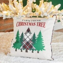 Glitzhome® Farm Fresh Heavy Cotton Christmas Tree Throw Pillow -Michaels Store D479543S 2