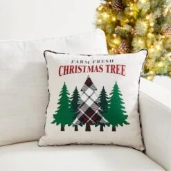 Glitzhome® Farm Fresh Heavy Cotton Christmas Tree Throw Pillow -Michaels Store D479543S 3