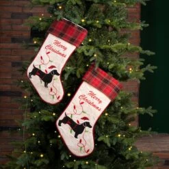 Glitzhome® 21" Merry Christmas Dachshund Stocking, Set Of 2 -Michaels Store D479584S 2