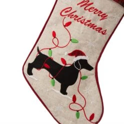 Glitzhome® 21" Merry Christmas Dachshund Stocking, Set Of 2 -Michaels Store D479584S 4
