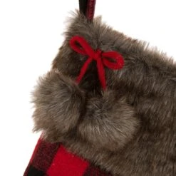 Glitzhome® 21" Black & Red Buffalo Plaid Pompom Stockings, 2ct. -Michaels Store D479589S 4