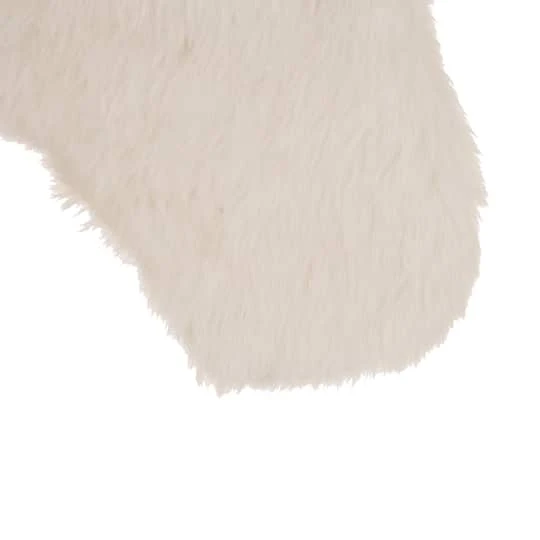 Glitzhome® 21" White Plush Stocking, Set Of 2 5 Glitzhome® 21" White Plush Stocking, Set Of 2 - Image 5