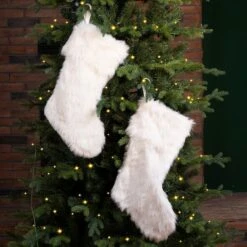 Glitzhome® 21" White Plush Stockings, 2ct. -Michaels Store D479593S 3