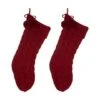 Glitzhome® 24" Red Knitted Polyester Christmas Stocking With Pom Pom, 2ct.