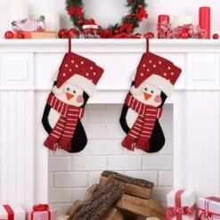 Glitzhome® 19" 3D Penguin Hooked Stockings, 2ct. 6 Glitzhome® 19" 3D Penguin Hooked Stockings, 2ct. -Michaels Store D479608S 2
