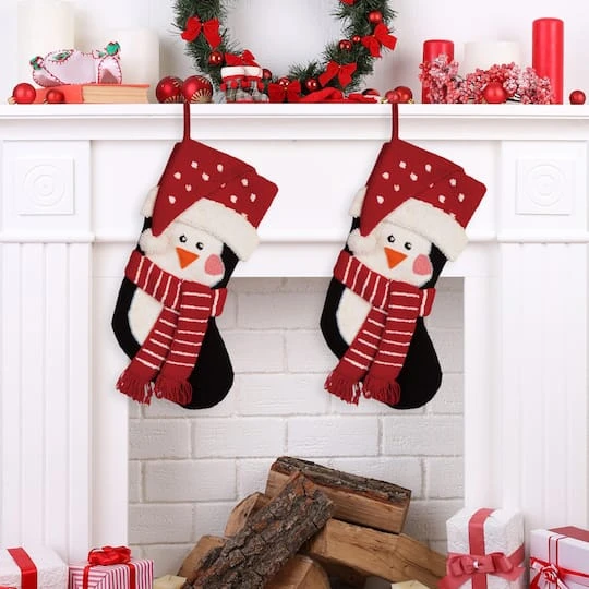 Glitzhome® 19" 3D Penguin Hooked Stockings, 2ct. 3 Glitzhome® 19" 3D Penguin Hooked Stockings, 2ct. - Image 3