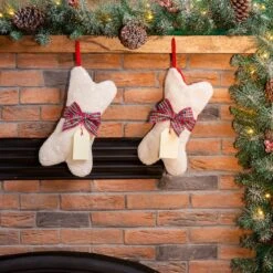 Glitzhome® 12.5" Bone Shape Hooked Stockings, 2ct. -Michaels Store D479611S 2