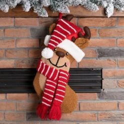 Glitzhome® 19" 3D Reindeer Hooked Stocking -Michaels Store D479626S 2