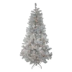 Northlight 7.5ft. Pre-Lit Full Metallic Tinsel Artificial Christmas Tree, Clear Lights