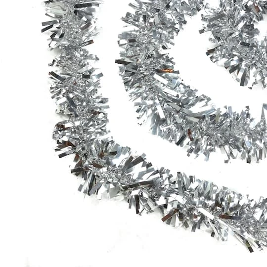 Northlight 50ft. Silver Wide Cut Tinsel Garland 2 Northlight 50ft. Silver Wide Cut Tinsel Garland - Image 2