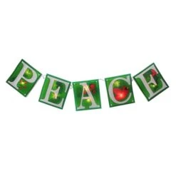 Impact 4.5ft. Shimmering Green Lighted Peace Garland -Michaels Store D491001S 11