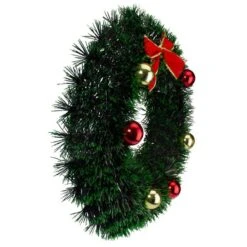 Northlight 17" Green Tinsel Artificial Christmas Wreath With Bow -Michaels Store D491022S 4