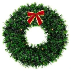Northlight 17" Pre-Lit LED Green Tinsel Artificial Wreath With Bow -Michaels Store D491024S 11
