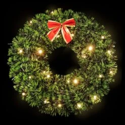 Northlight 17" Pre-Lit LED Green Tinsel Artificial Wreath With Bow -Michaels Store D491024S 13