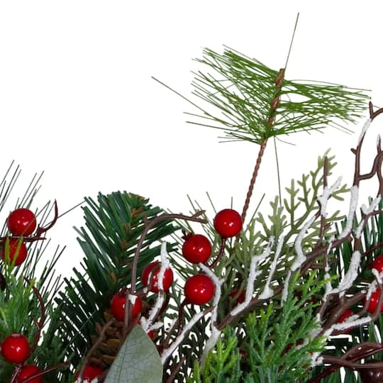 Northlight 24" Flocked Dual Plaid And Berries Artificial Wreath 4 Northlight 24" Flocked Dual Plaid And Berries Artificial Wreath - Image 4