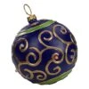 Northlight 12" Blue And Gold Painted Large LED Ball Ornament