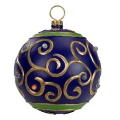 Northlight 12" Blue And Gold Painted Large LED Ball Ornament -Michaels Store D491047S 2