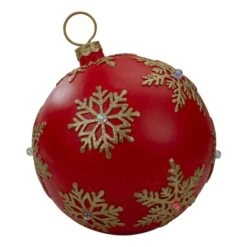 Northlight 12" Red And Gold Tabletop Ball Ornament With LED Lights