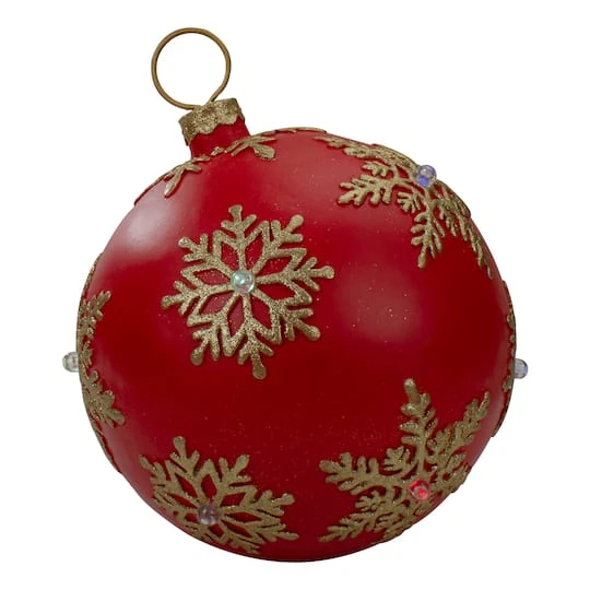 Northlight 12" Red And Gold Tabletop Ball Ornament With LED Lights 1 Northlight 12" Red And Gold Tabletop Ball Ornament With LED Lights