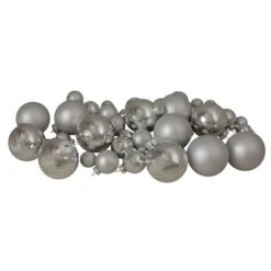 Northlight 40ct. Shiny & Matte Silver Glass Ball Ornaments