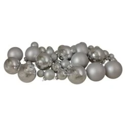 Northlight 40ct. Shiny & Matte Silver Glass Ball Ornaments -Michaels Store D491053S 11