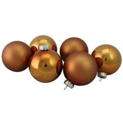 Northlight 6ct. Bronze & Amber 2-Finish Glass Ball Ornaments 6 Northlight 6ct. Bronze & Amber 2-Finish Glass Ball Ornaments -Michaels Store D491054S 11
