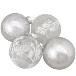 Northlight 4ct. Silver & Clear 2-Finish Glass Ball Ornaments -Michaels Store D491056S 11