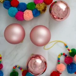 Northlight 4ct. Pink 2-Finish Glass Ball Ornaments -Michaels Store D491057S 4