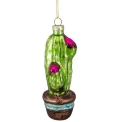 Northlight Green And Pink Potted Cactus Glass Ornament -Michaels Store D491059S 14